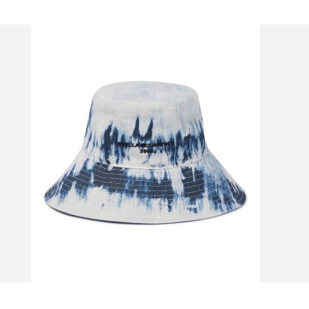 STELLA MCCARTNEY tie dye cotton women's bucket hat - Navy/White - Size 57
